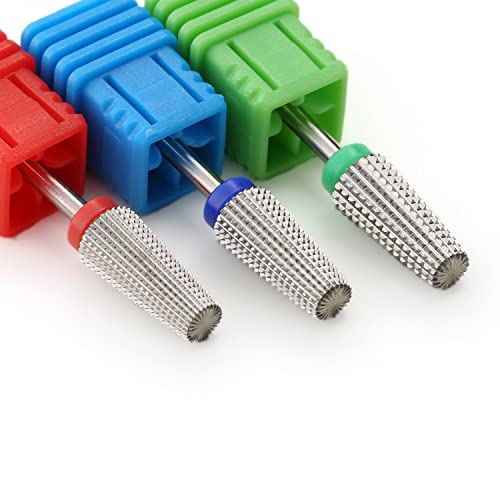 7pcs 5 in 1 Nail Drill Bits Set, Multi-Function Tapered Shaping Carbide Nail Drill Bit Use for Both Left to Right Handed, 3/32 Inch Nail Bit for Remove Acrylic Gel Nail Accessories(Silver)