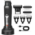 Body Hair Trimmer for Men, Dual-Hend Public Trimmer & Foil Shaver Waterproof Electric Rezor for Men Wet/Dry Groomer,USB-C Rechargeable Ball Shaver with Dock Charging & Travel Lock, Black