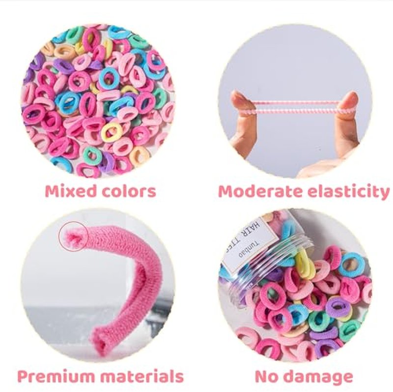 100 Mini Soft Cotton Baby Hair Ties for Toddlers & Kids