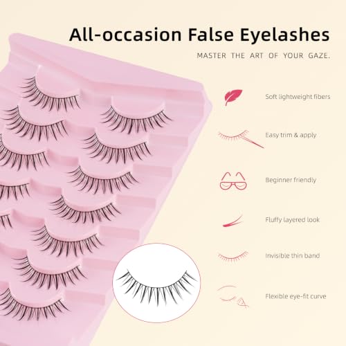 Faux Mink False Eyelashes - 7 Pairs Natural 3D Fluffy Look