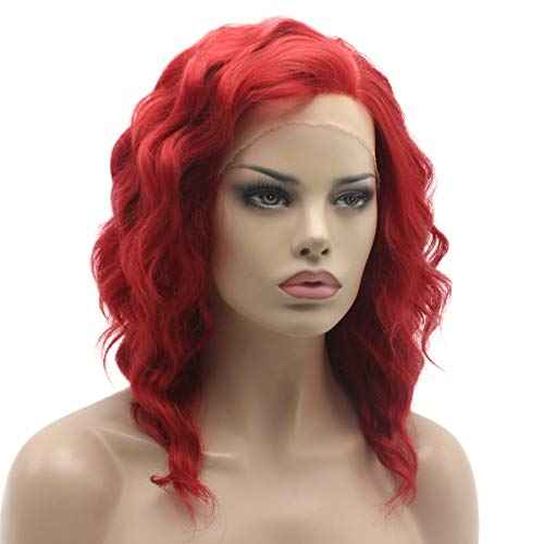 Lushy Hair Lace Front Synthetic Wig Short Curly 14inch Red Wig Heavy Density Realistic Wig