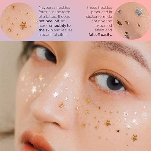 Glitter Freckles Face Tattoo, 10 Pcs Silver Face Glitter Freckles for Women, Face Glitter for Women, Face Glitter for Kids, Fake Sparkle Freckles - (Silver)