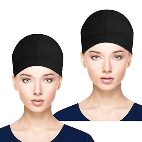 Fesciory Adjustable Working Caps with Button & Sweatband, Women Ponytail Pouch Hats, Long Hair