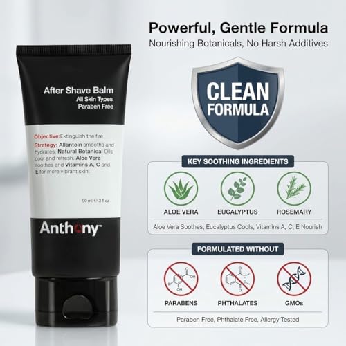 Anthony Men's After Shave Balm - Cooling Hydrating Lotion with Vitamins Aloe Vera