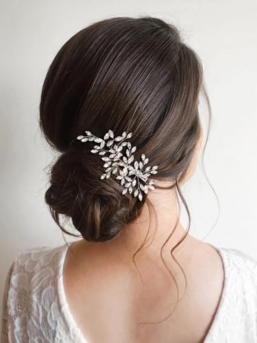 SWEETV Bridal Hair Comb - Crystal Rhinestone & Pearl Wedding Clip