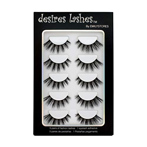 3D Layered Fake-Mink Eyelashes - 5 Pair Multipack