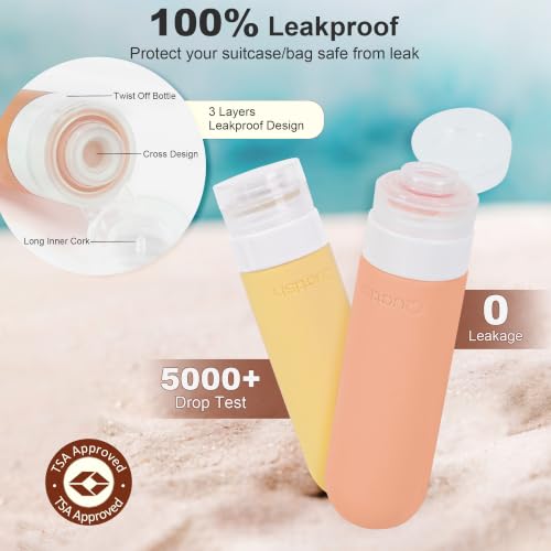 Quatish 15 Pack TSA Approved Travel Bottles Set - Leak Proof Silicone Toiletry Containers