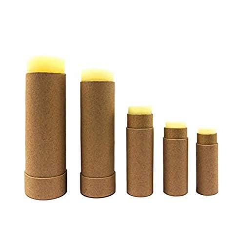 10 Pcs 1oz Cardboard Lip Balm Tubes Kraft Paper Lipstick Tube Empty Lip Gloss Containers Refillable Chapstick Container Round Paper Solid Tube for DIY Cosmetic Samples Lotion Deodorant,Brown