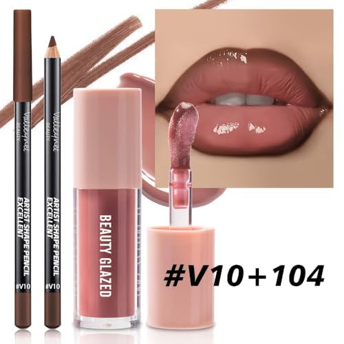 Beauty Glazed Berry Mauve Lip Gloss & Liner Set - Plumping Effect