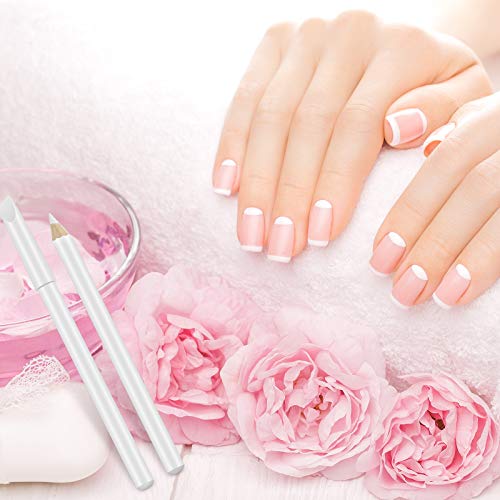 2-in-1 French White Nail Whitening Pencils with Cuticle Pusher - 8 Pack