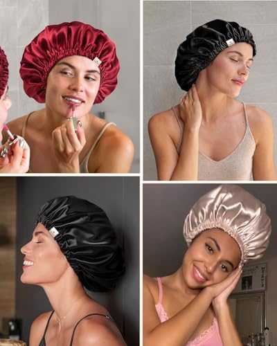 Satin Bonnet for Sleeping – Adjustable Hair Bonnet for Curly Hair