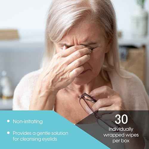 Clear C Eyelid Wipes Pre-Moistened for Dry Eyes ? Rinse Free Eye Lid Cleaning Wipes ? Individually Wrapped Travel Eye Wipes, 3 Boxes of 30