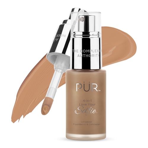 PÜR MINERALS Love Your Selfie 4-in-1 Foundation & Concealer Walnut 54 - Longwear Medium-to-Full Coverage