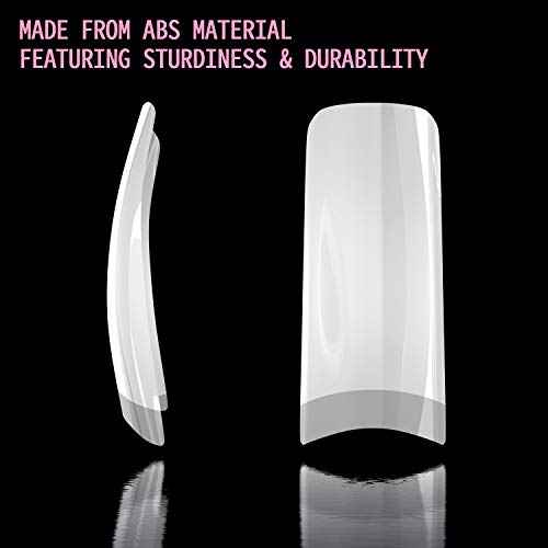 Acrylic Nail Tips 500pcs, French Fake Nails Natural False Nail Tips with Nail Clipper and Storage Case for Nail Art Salon and Home DIY (10 Sizes)