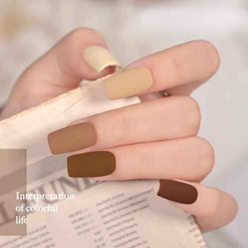 GAOY Nude Brown Gel Nail Polish Set, 6 Colors Beige Chocolate Soak Off UV Light Cure Gel Polish Kit for Salon and Nail Art DIY at Home