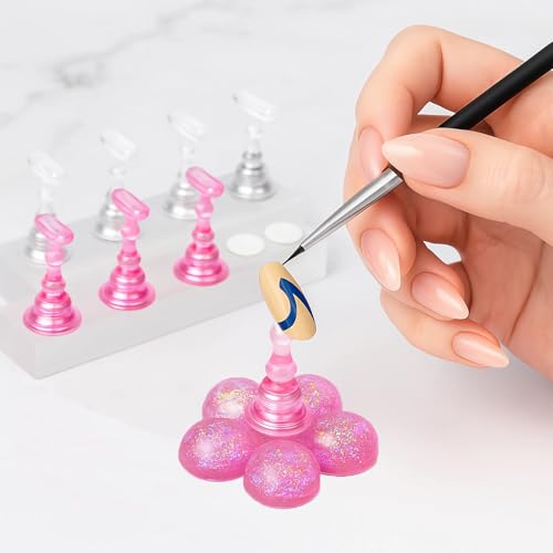 Magnetic Nail Art Practice Stand Kit with Reusable Putty & Tweezers