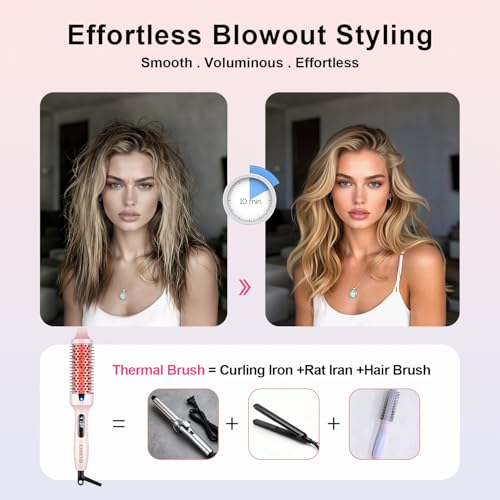 CHIKYO Heated Round Brush 38mm Negative Ion Blowout Styler