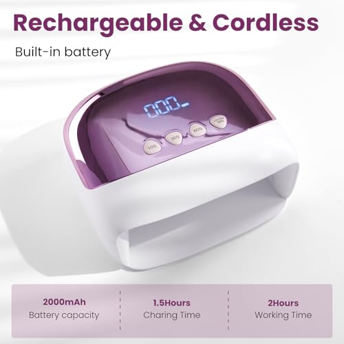 Rechargeable UV Nail Lamp for Gel Nails: 48W Cordless LED UV Light with Smart Sensor- Professional Nail Cure Lamp for Gel Polish Home & Salon Use