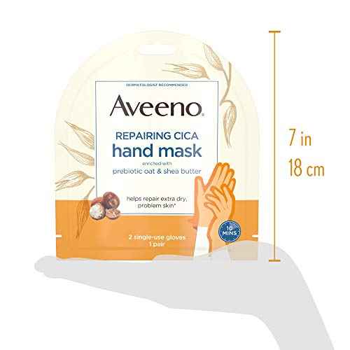 Aveeno Repairing Cica Hand Mask With Prebiotic Oat and Shea Butter, 6 Count