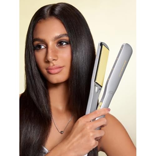 SHEGLAM Wide Flat Iron Hair Straightener 1.5 inch Sleek Chic Wide Glide, 10 Million Negative Ion, 60s Quick Heating