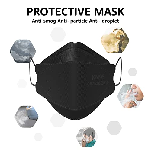 LEVENIS KN95 Face Masks 50 Pack, Breathable Comfortable and Disposable KN95 Mask, Black