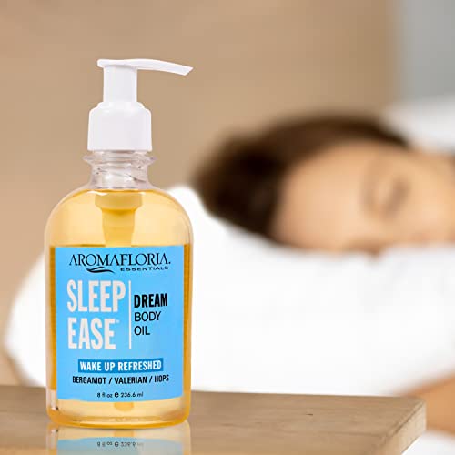 Aromafloria Sleep Ease Dream Body Oil, Bergamot/Valarian/Hops, Best Body Massage Oil for Men & Women, 8.0 FL Oz Bottle…