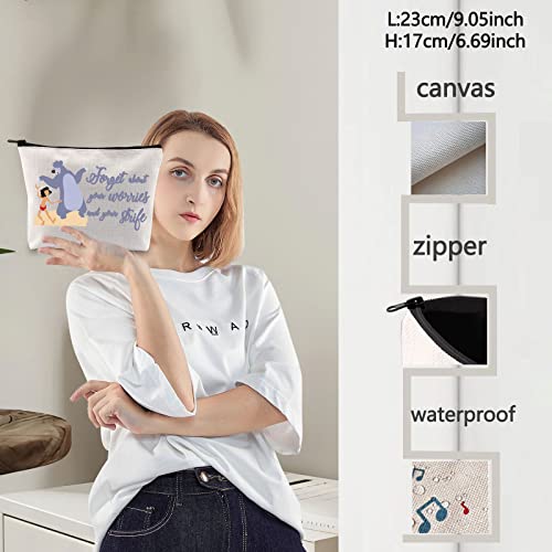 LEVLO Cartoon Mowgli Cosmetic Bag Baloo Fans Gift Forget About Your Worries And Yourstrife Mowgli Makeup Zipper Pouch Bag (Forget About)