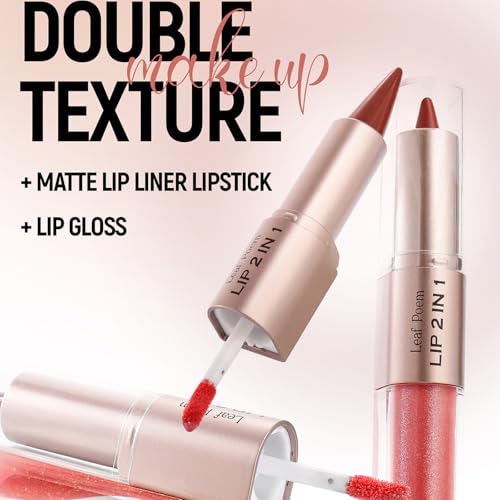 2-in-1 Lip Liner & Gloss Set, 3 Colors, Dual-Ended Buildable