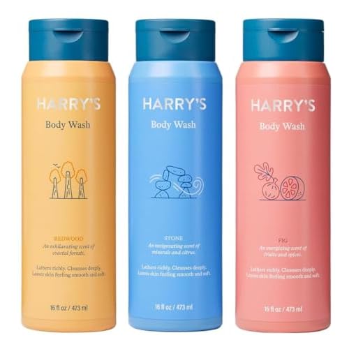 Harry's Men's Body Wash Shower Gel, Variety - Stone, Fig, Redwood (Pack of 3)