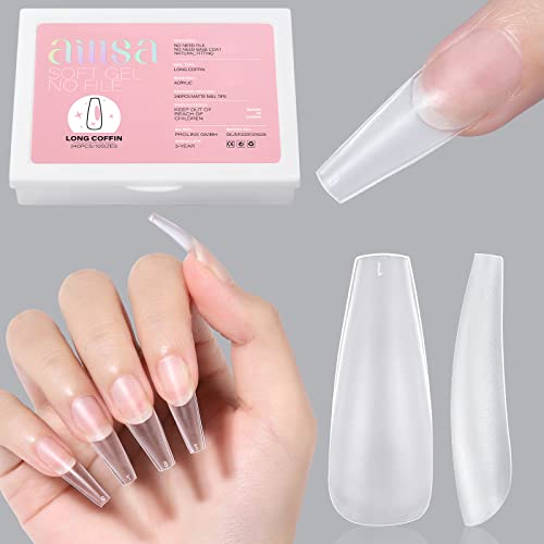 AILLSA Matte Soft Gel Nail Tips - 240Pc Full Cover Press On Nails