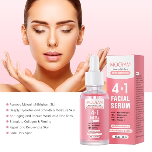 5 in 1 Vitamin C Facial Serums with Hyaluronic Acid, Vitamin E, Niacinamide, Vitamin C Face Serum for Dull Dry Skin, Facial Serum for Dark Spots, Fine Lines & Wrinkles, 1 Fl Oz