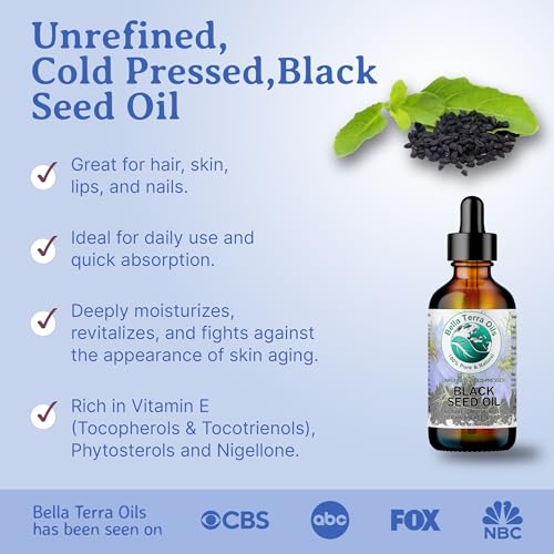 Bella Terra Oils - Black Seed Oil 4 oz - Harness the Power of Nigella Sativa, Abundant in Thymoquinone & Essential Fatty Acids, A Luxurious Addition to Your Beauty Routine