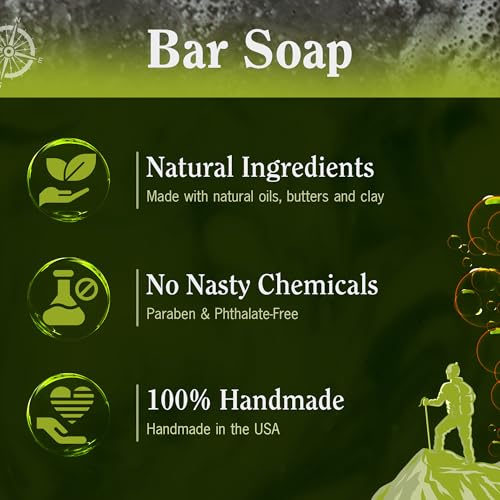 CompassSoap Natural Soap for Men | Skin-Friendly, Hand Made Soap Bar Gift Set | Best Exfoliating and Cleansing Bar Soap for Men | 5 Oz. Variety Pack of 5