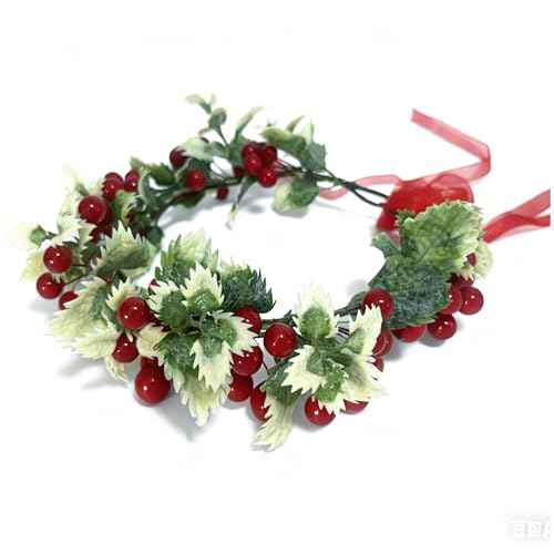 TOECWEGR Christmas Flower Crown Floral Wreath Red Berry Pine Cone Crown Forest Woodland Wedding Headpiece Headband