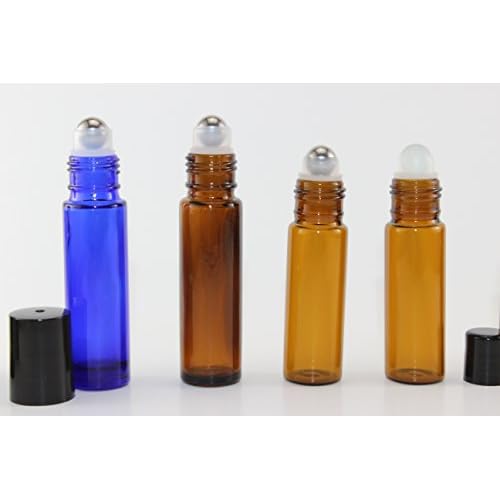 144-10ml Amber Glass Roll On Thick Bottles (144) with Stainless Steel Roller Balls - Refillable Aromatherapy Essential Oil Roll On (144)