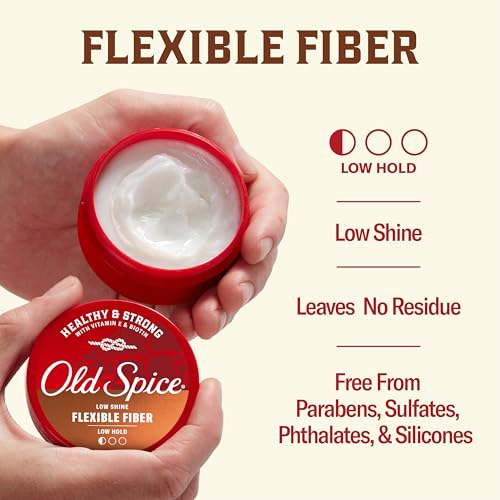 Old Spice Flexible Fiber for Men, Healthy & Strong with Vitamin E & Biotin, Men's Hair Styling Fiber, Low Hold, Low Shine, 2.22 oz