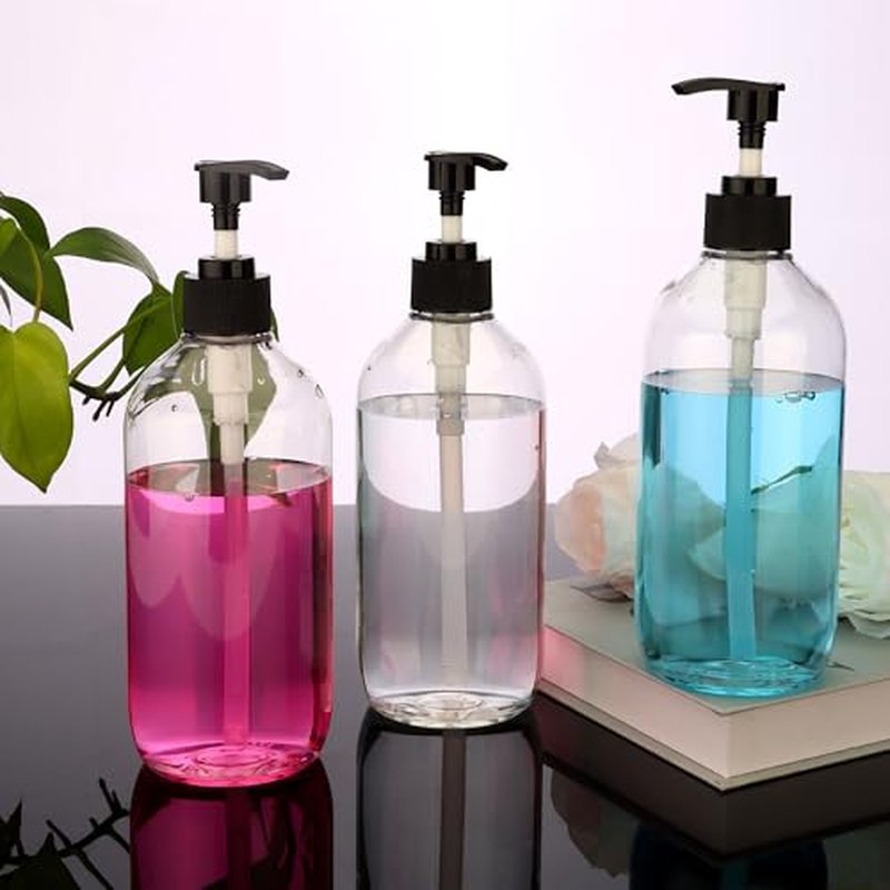 3 Pack 17oz (500ml) Empty Pump Bottles Jansburg Clear Lotion