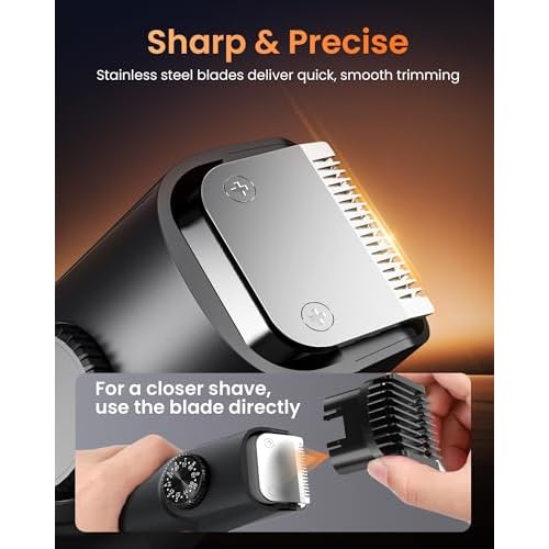 Vacuum Beard Trimmer for Men, Rechargeable Electric Mens Beard Trimmer with Adjustable Length Comb (1-20mm), Cordless Mustache Trimmer for Men with Built-in Vacuum for Facial, Sideburns (Glossy Black)