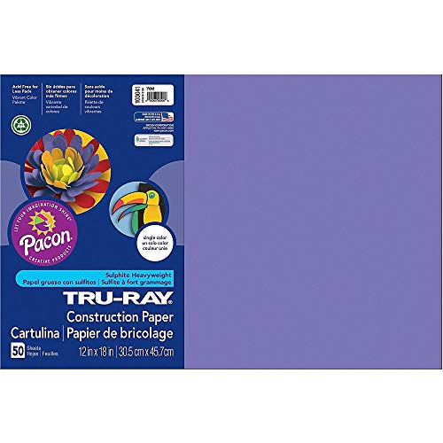 Pacon 103041 Tru-Ray Construction Paper, 76 lbs., 12 x 18, Violet, 50 Sheets/Pack