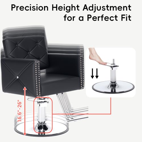 ZORRTIK Professional Barber Chair - 360 Swivel, Hydraulic Pump