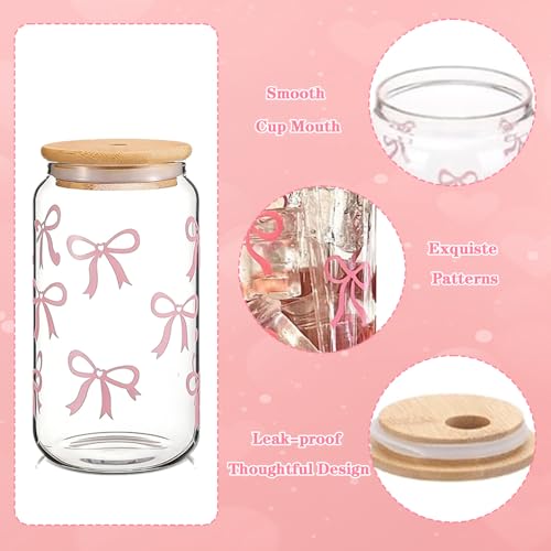 Coquette Pink Bow Stuff Gift Set with Bow Cup, Preppy Makeup Bag, Bow Notebook, Keychain Accessories Bow Themed Presents for Girls Women