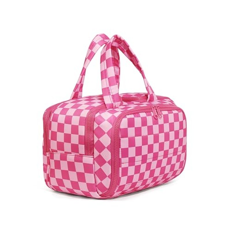 LETGO Large Travel Toiletry Bag for Women, Checkered