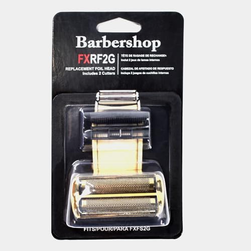 2PCS Replacement Foil and Cutters for BaBylissPRO Barberology Electric Shaver, Double Foil Shaver Replacement Head Compatible with BaBylissPRO FXFS2 Shaver (Gold)