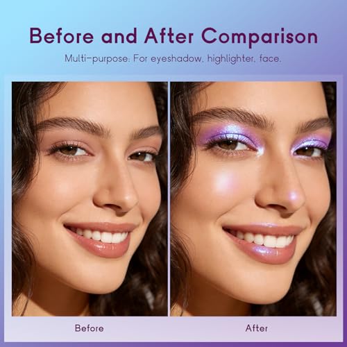Holographic Purple Blue Pink Eyeshadow - Cream to Powder