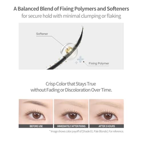 Heart Percent Dote On Mood Fake-Up Browcara, Waterproof Volumizing Long-Lasting Brow Pencil, Fast Fix Ultra-Fine Eyebrow Color Mascara, Cruelty Free, Vegan, 16g, 01. Pale Blonde