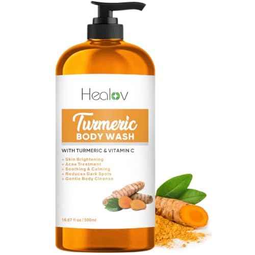 Turmeric Body Wash ? Skin Brightening Soap for Dark Spots, Hyperpigmentation ? Exfoliating Turmeric Face Wash Reduces Acne, Scars, & Cleanses Skin ? Natural Bath Liquid Soap