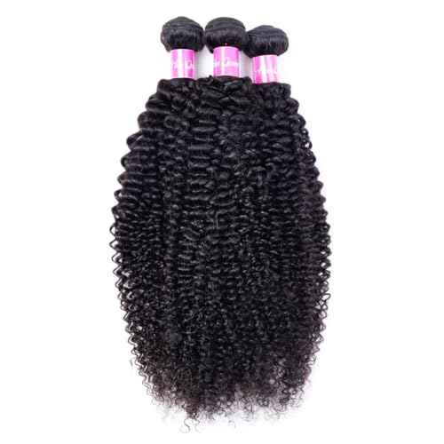 Kinky Curly Human Hair Bundle 28inch Unprocessed Peruvian Virgin Curly Human Hair Bundles 12A Kinky Curly Bundles Hair Extensions 100g Natural Black Color