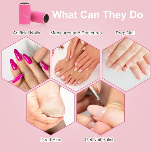 190 Pcs Nail Drill Sanding Bands & Bits Set for Acrylic Gel Manicures