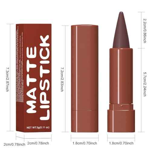 BINGBRUSH 2-in-1 Gradient Dark Brown Lip Liner & Lipstick Combo,Matte Longwear Waterproof Lip Pencil with Cone Tip,Smudge Proof Crayon for Flawless Ombre Contour,Women's Long Lasting Makeup Set