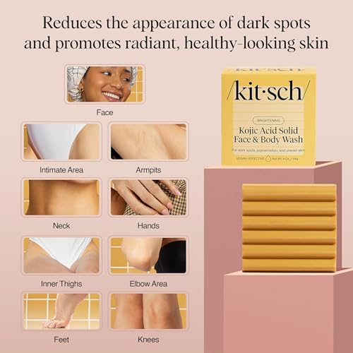 Kitsch Kojic Acid & Turmeric Soap Bar - Brightening Face & Body Wash, 4 oz